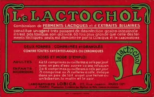 Ak Paris XVI, Le Lactohol, Laboratoire Lobica