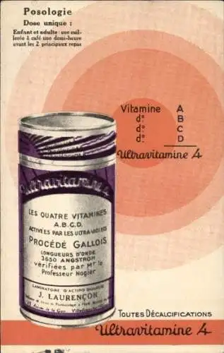 Ak Posologie, l'Ultravitamine 4, J. Laurencon, Villefranche sur Saone