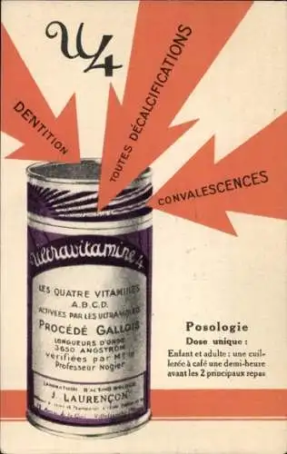 Ak Posologie, l'Ultravitamine 4, J. Laurencon, Villefranche sur Saone