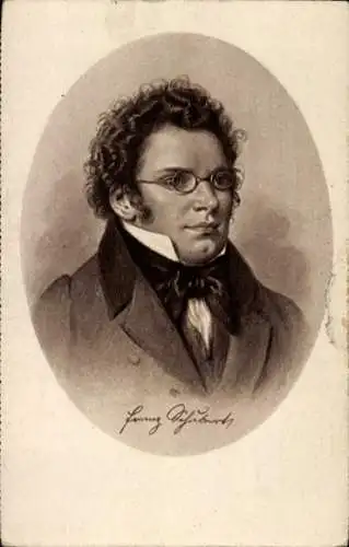 Ak Österreichischer Komponist Franz Schubert, Portrait, Brille