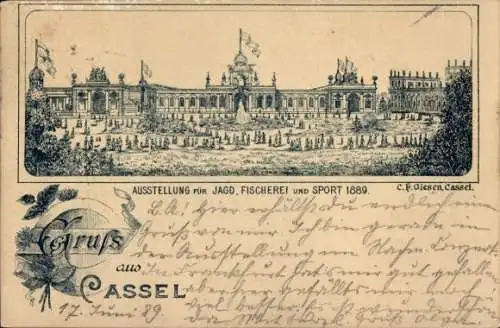 Vorläufer Litho Kassel in Hessen, Ausstellung für Jagd, Fischerei und Sport 1889