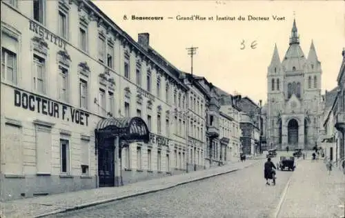 Ak Bon Secours Bonsecours Péruwelz Hennegau, La Grand'Rue und das Institut von Doctor Voet