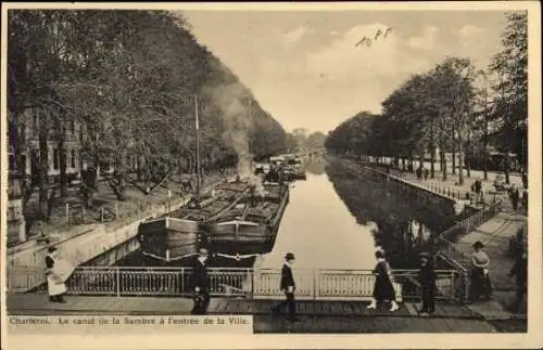 Ak Charleroi Wallonia Hennegau, Canal de la Sambre, Eingang zur Stadt