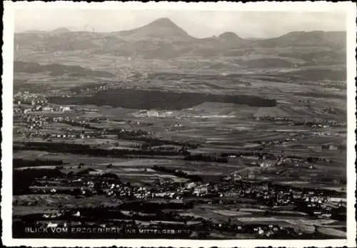 Ak Eichwald Region Aussig, Blick vom Erzgebirge ins Mittelgebirge