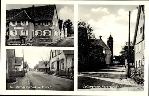 Ak Leiberstung Sinzheim, Gasthaus zum Pflug, Hauptstraße, Bäckerei Frietsch