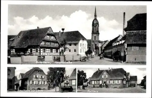 Ak Schuttern Friesenheim im Schwarzwald, Hauptstraße, Gasthaus zur Linde, Rathaus