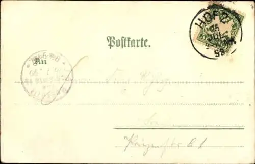 Litho Hof an der Saale, Panorama, Rathaus, Post, Labyrinth, Thomashöhe