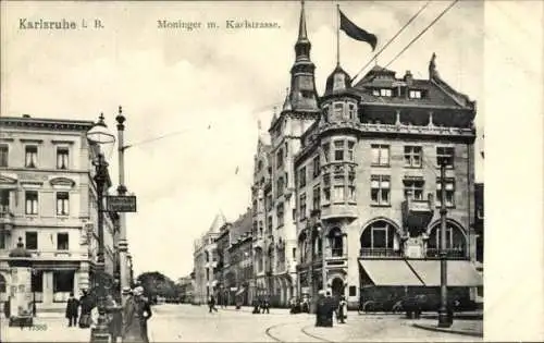 Ak Karlsruhe in Baden, Moninger Straße, Karlstraße