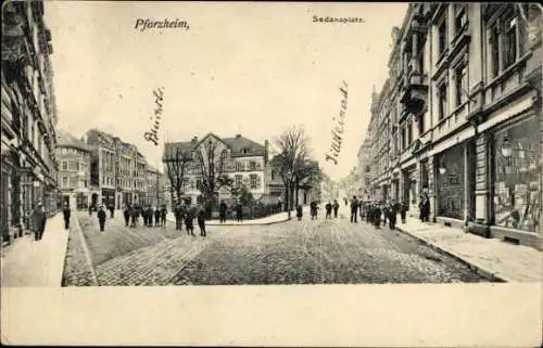 Ak Pforzheim im Schwarzwald, Partie am Sedansplatz