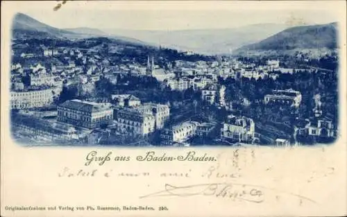 Litho Baden Baden am Schwarzwald, Totalansicht