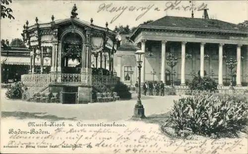 Ak Baden Baden am Schwarzwald, Musik-Kiosk, Conversationshaus