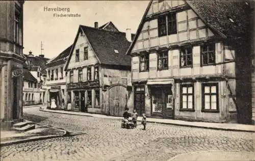 Ak Havelberg in Sachsen Anhalt, Fischerstraße, Fachwerkhäuser