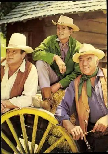 Ak Szene Bonanza, Ben, Hoss und Little Joe Cartwright, Lorne Greene, Dan Blocker, Michael Landon