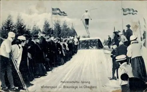 Ak Braunlage im Oberharz, Meisterschafts Sprung, Skispringen, Zuschauer