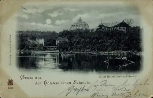 Mondschein Ak Gremsmühlen Malente in Ostholstein, Hotel Holsteinische Schweiz