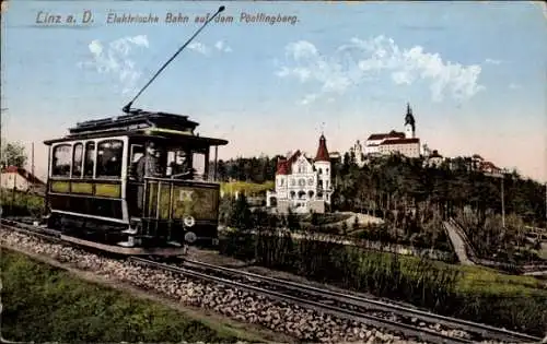 Ak Linz an der Donau Oberösterreich, Pöstlingberg, Elektrische Bahn