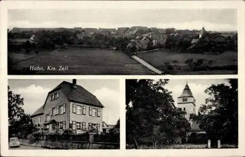 Ak Hahn im Hunsrück, Panorama, Gasthaus zur Mosel, Kirche