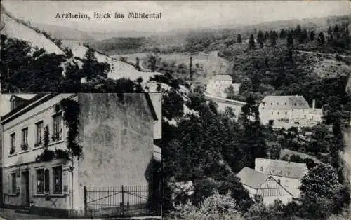 Ak Arzheim Koblenz am Rhein, Gesamtansicht, Mühlental