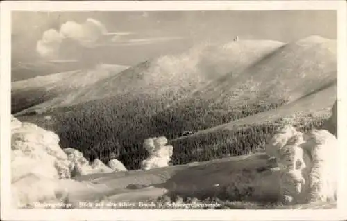 Foto Ak Szklarska Poręba Schreiberhau Schlesien, Alte Schlesische Baude, Schneegrubenbaude, Winter