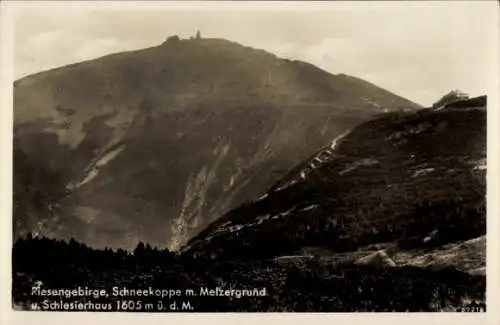 Ak Karpacz Krummhübel Riesengebirge Schlesien, Melzergrund, Schneekoppe, Schlesierhaus