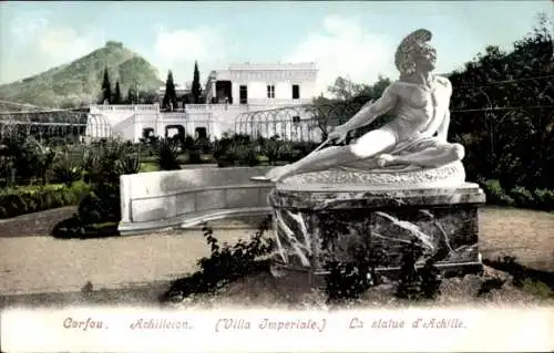 AK Korfu Griechenland, Achilleion, Kaiservilla, Garten, Achilles-Statue