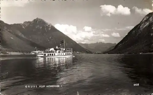 Ak Achensee in Tirol, Panorama, Ausflugsschiff