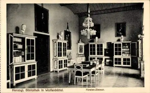 Ak Wolfenbüttel in Niedersachsen, Fürstenzimmer der Herzoglichen Bibliothek