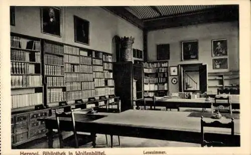 Ak Wolfenbüttel in Niedersachsen, Lesezimmer der Herzoglichen Bibliothek