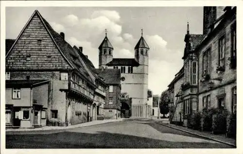 Ak Bad Gandersheim am Harz, Marktplatz mit Rathaus und Stiftskirche