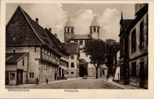 Ak Bad Gandersheim am Harz, Marktplatz, Kirche