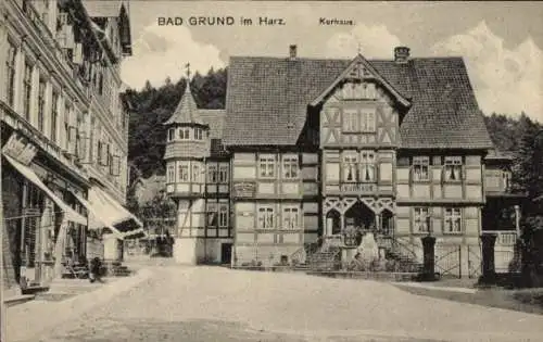 Ak Bad Grund im Harz, Kurhaus, Geschäfte