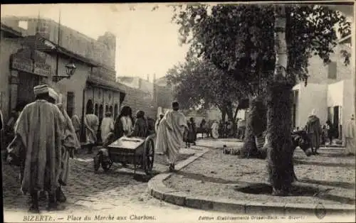 Ak Bizerte Tunesien, Kohlenmarktplatz