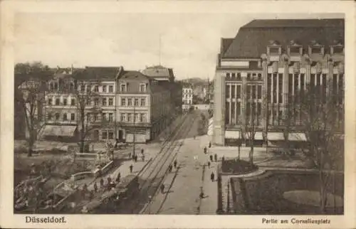 Ak Düsseldorf am Rhein, Corneliusplatz, Straßenbahn