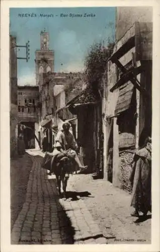 Ak Meknes Marokko, Rue Djama Zerka