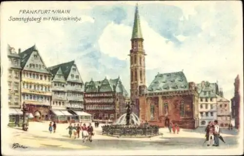 Künstler Ak Fischer, L., Frankfurt am Main, Samstagsberg, Nikolaikirche