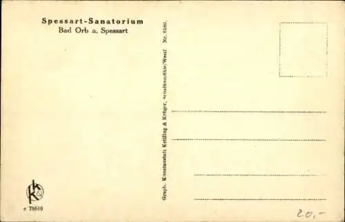 Ak Bad Orb im Spessart Hessen, Spessart-Sanatorium, Badehäuser, Kesselhaus