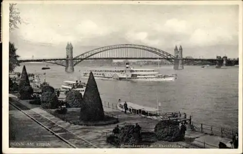 Ak Bonn am Rhein, Rheinbrücke, Dampfer