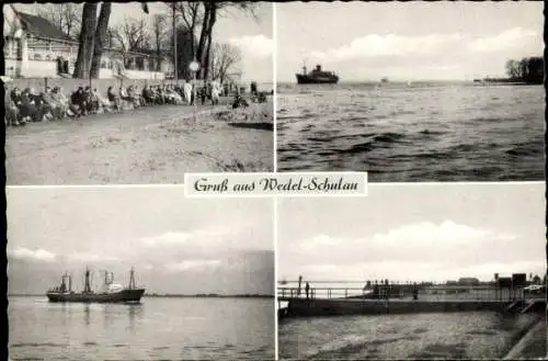 Ak Schulau Wedel an der Elbe, Schiffe, Anleger