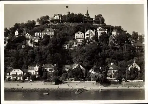 Ak Hamburg Altona Blankenese, Strand mit Süllberg