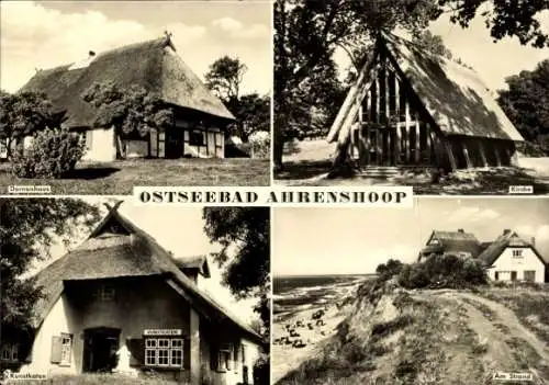 Ak Ostseebad Ahrenshoop Fischland, Dornenhaus, Kirche, Kunstkaten, Strand