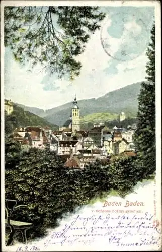 Ak Baden Baden am Schwarzwald, Blick vom Schloss Solms