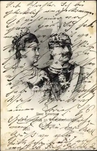 Ak Kaiser Wilhelm II., Kaiserin Auguste Viktoria, Portraits, Silberhochzeit 1906