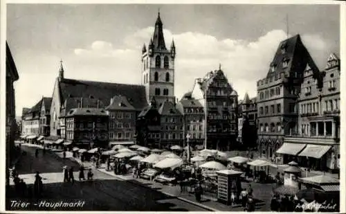 Ak Trier an der Mosel, Hauptmarkt, Stände