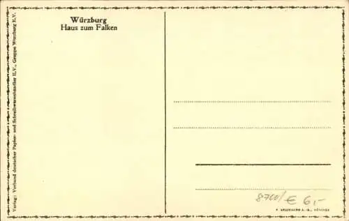 Ak Würzburg am Main Unterfranken,, Haus zum Falken, Fuhrwerk