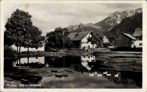 Ak Pfronten im Allgäu, Teilansicht Dorf, Dorfweiher