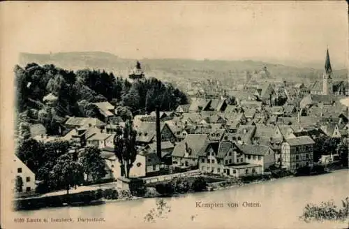 Ak Kempten im Allgäu Schwaben, Teilansicht, Blick von Osten, Kirchturm