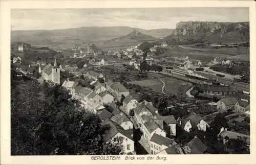 Ak Gerolstein in der Eifel, Gesamtansicht, Blick von der Burg