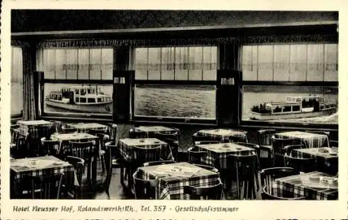 Ak Rolandswerth Remagen am Rhein, Hotel Neusser Hof, Gesellschaftszimmer