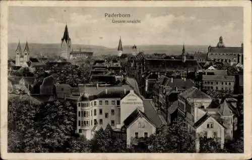 Ak Paderborn in Westfalen, Café Palais, Konditorei Heinrich Becker, Teilansicht der Stadt