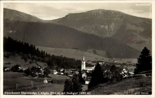 Ak Oberstaufen im Allgäu, Totalansicht, Hochgraf, Kirchturm